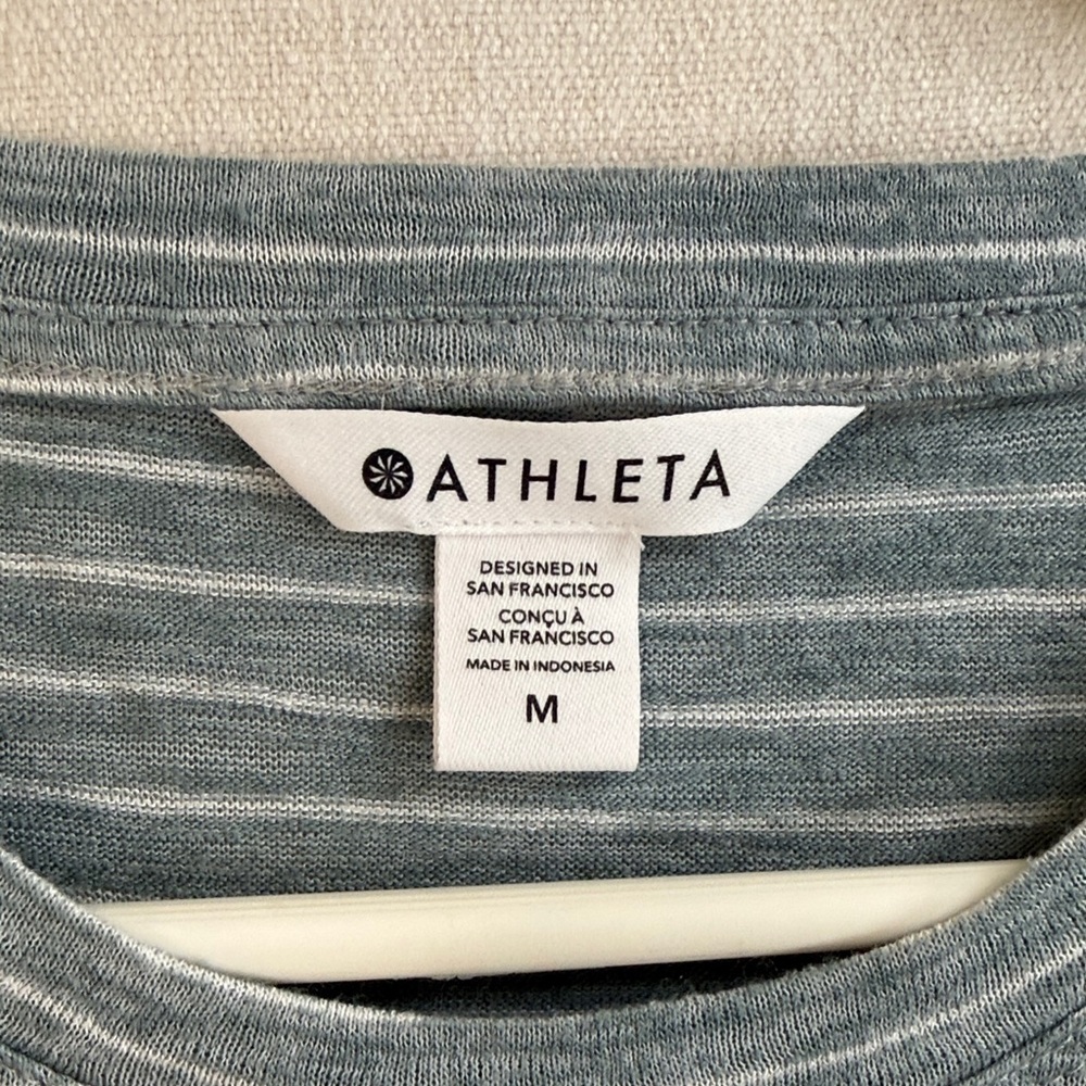 Athleta Gray & White Striped Sleeveless Tank - Picture 2 of 6